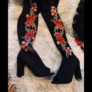 New Black suede knee high boots